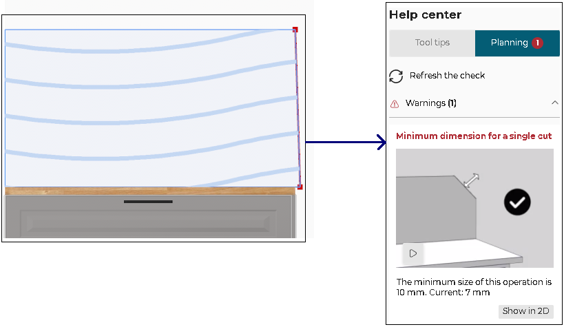 AB dimensions for a full depth single cut