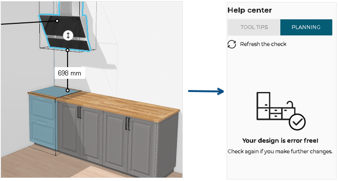 Correct distance from hob