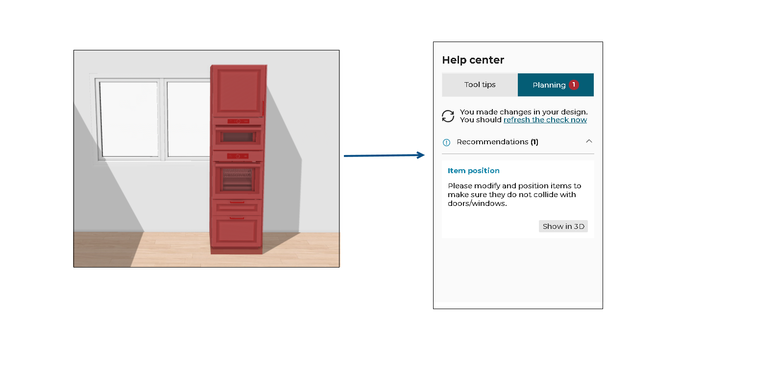 cabinet/appliance and opening too close