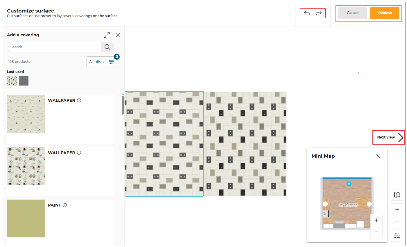 Change coverings options