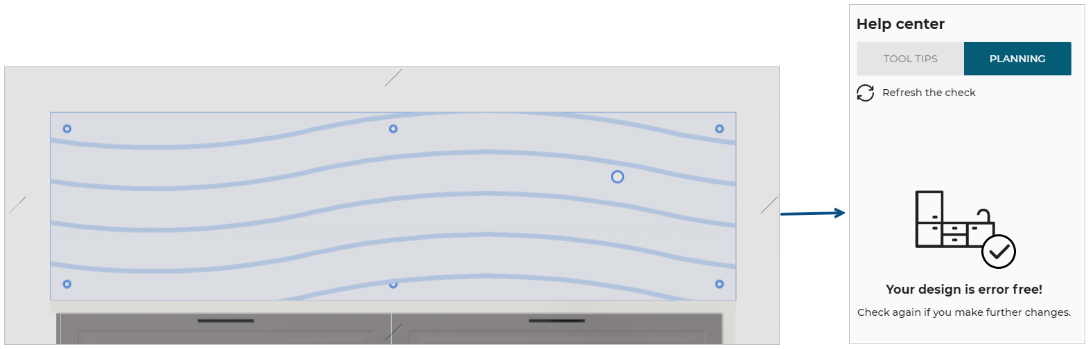 Cut-out with glass wall panel