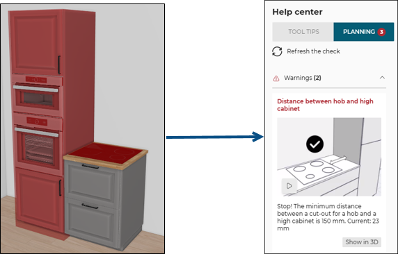 Cooktop too close from high unit