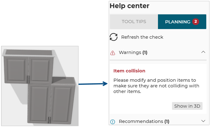 Cornice collides with other cabinet