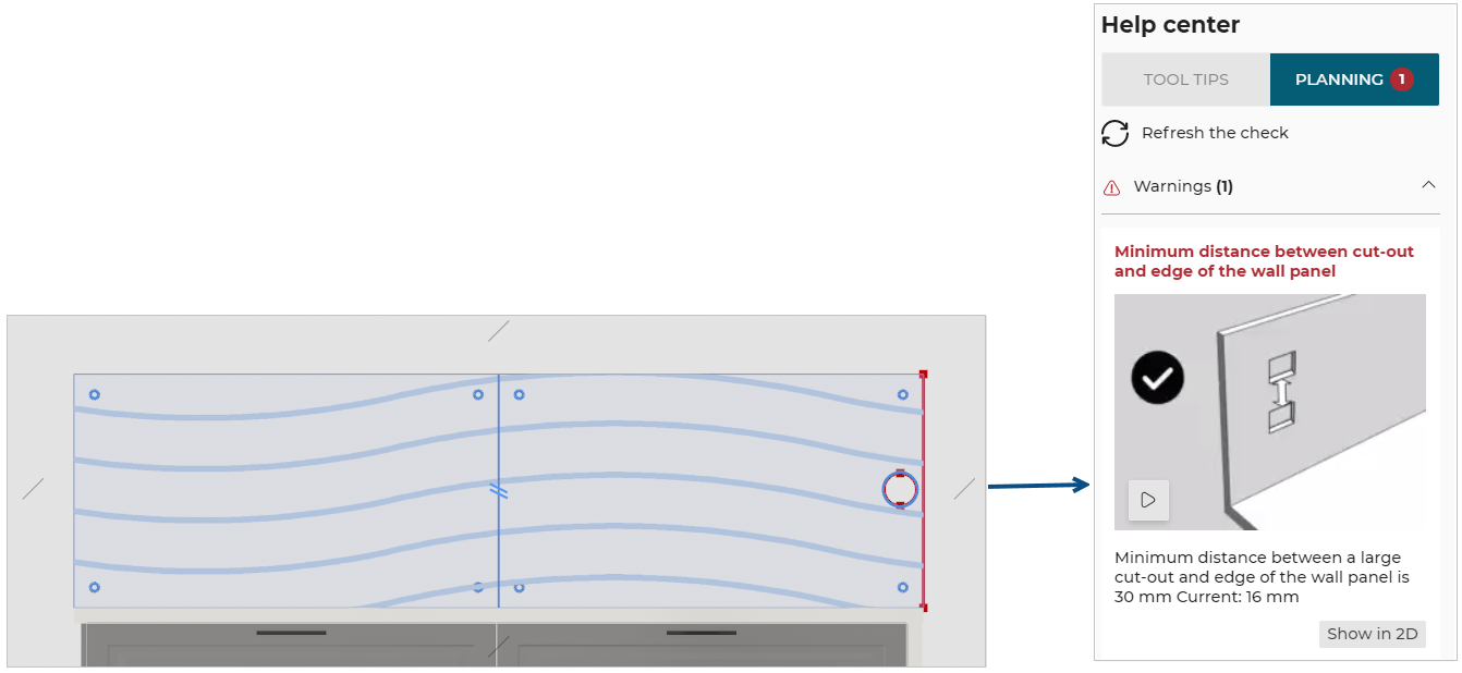 Large cut-out and edge