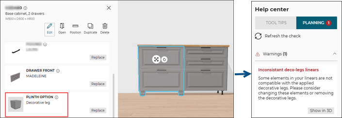 Cabinet incompatible with decoleg