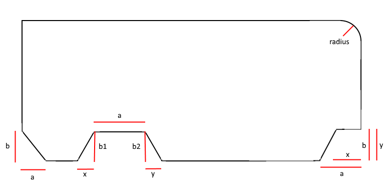 Worktop with cuts and dimensions
