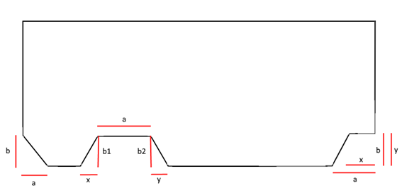 Worktop with cuts and dimensions