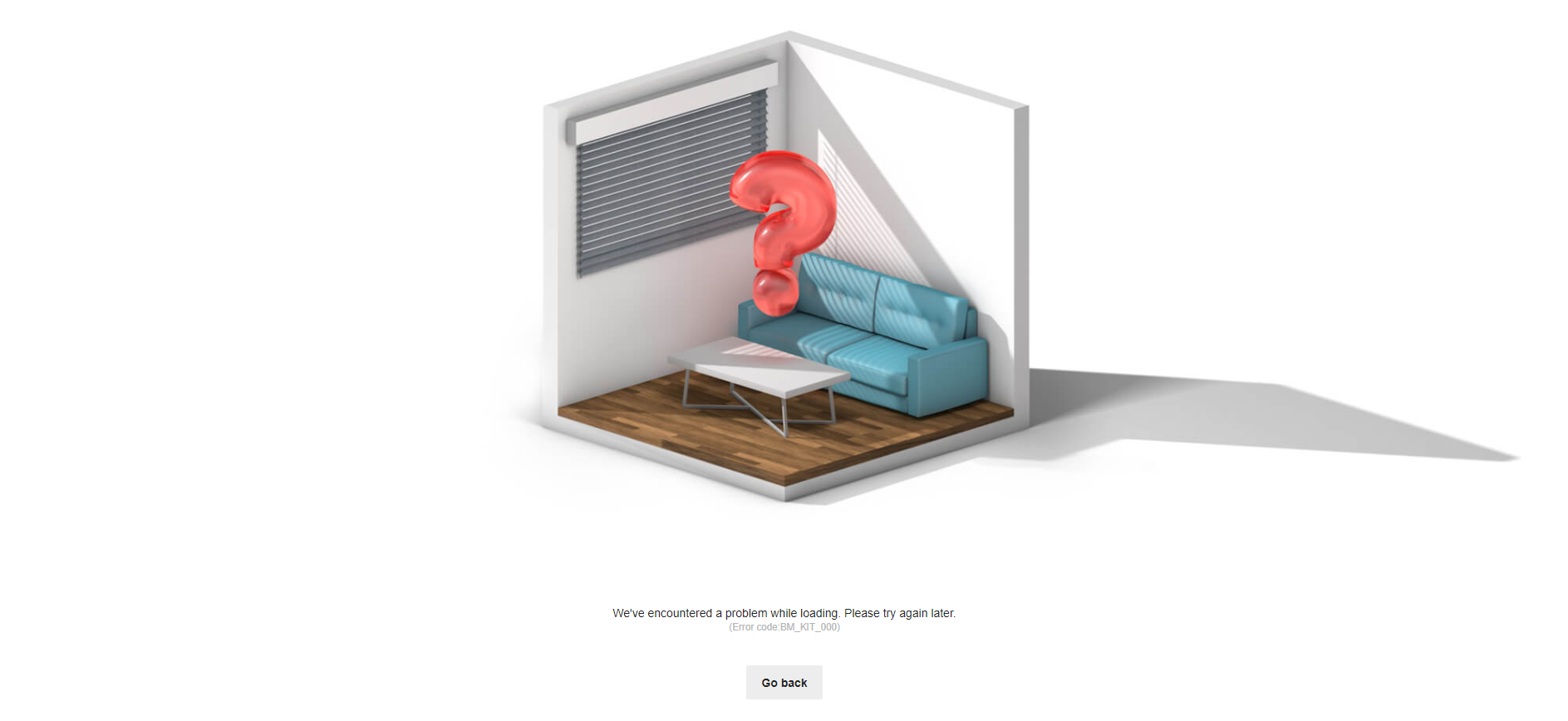 Kitchen planner loading error screen