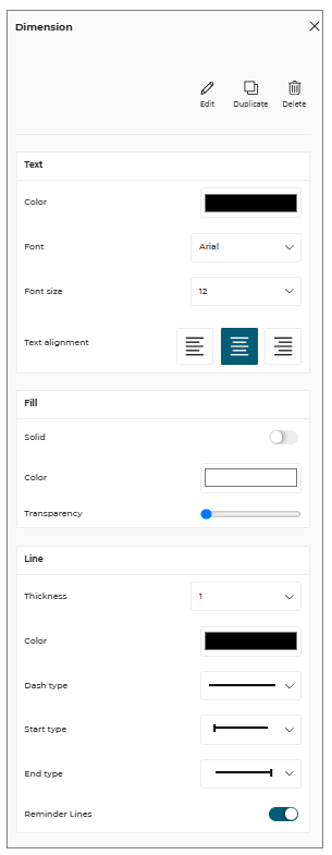 Dimensions Edit Option
