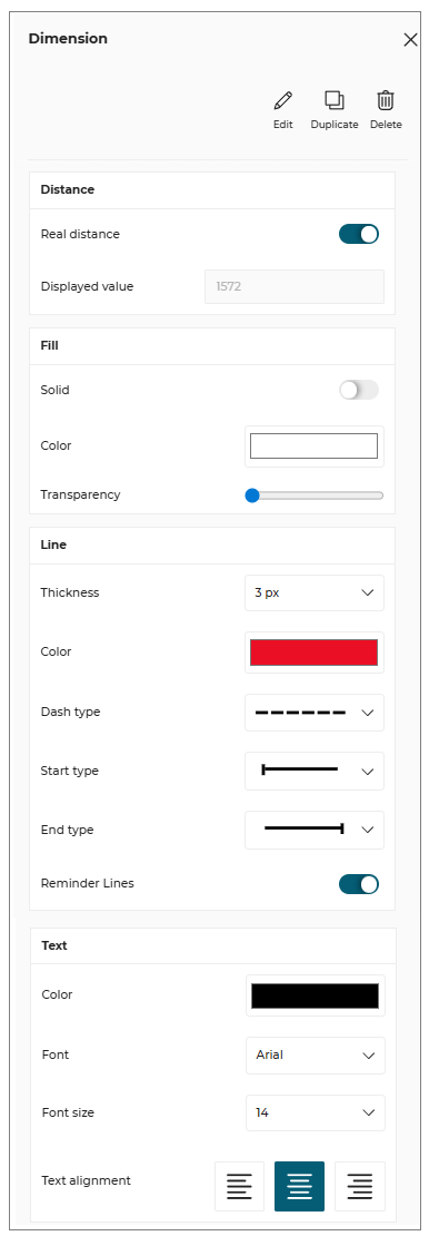 Dimensions Edit Option