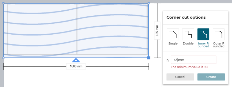 Circular cut too small