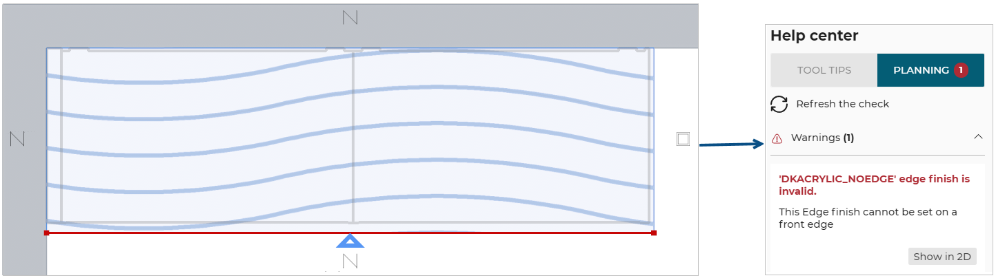 Incompatible edge finish with front edge