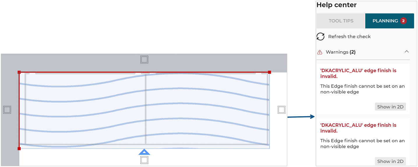 Incompatible edge finish with non-visible edge