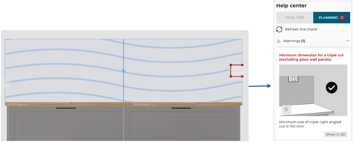 Triple right angle cut