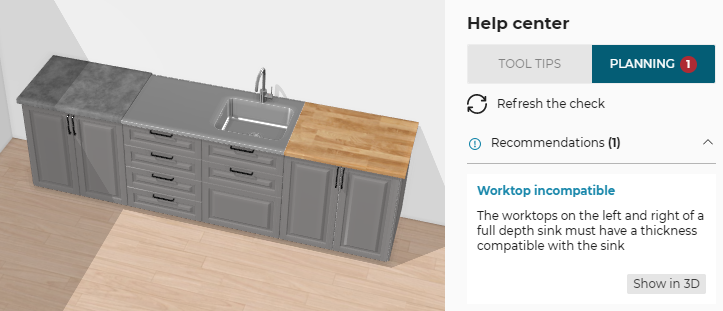 Full depth sink not compatible