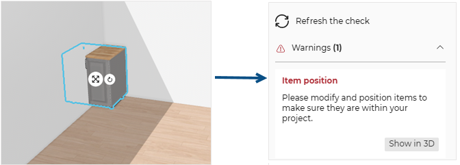 Item is overlapping with external wall
