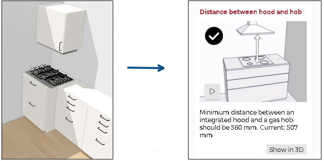 Hood too close from hob