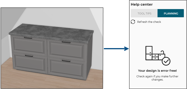 Base cabinet does not intersect with ceiling