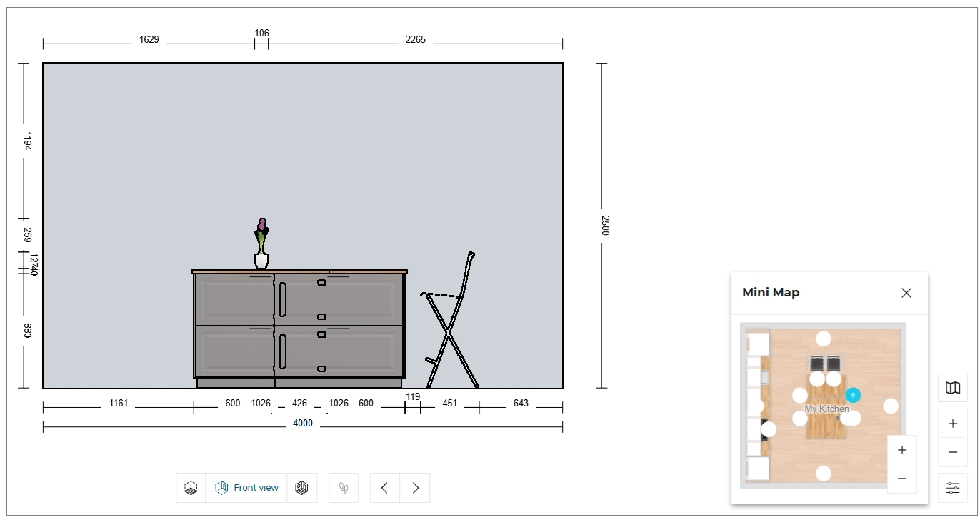 Island Through Front Elevation view
