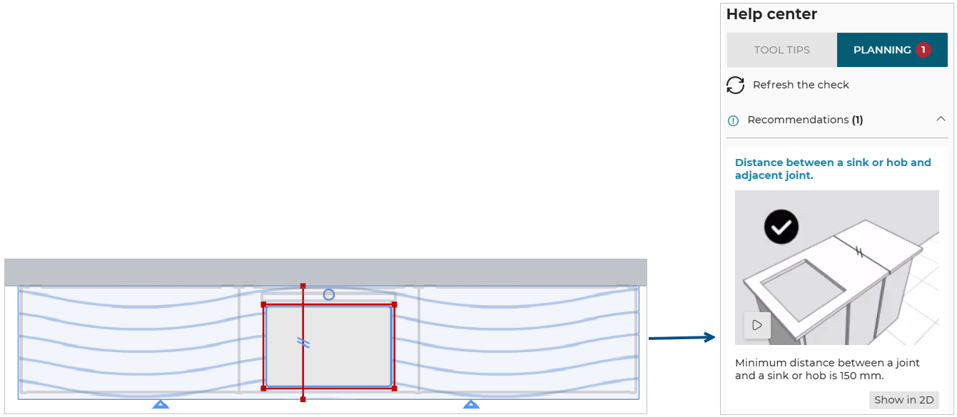Joint to sink or hob