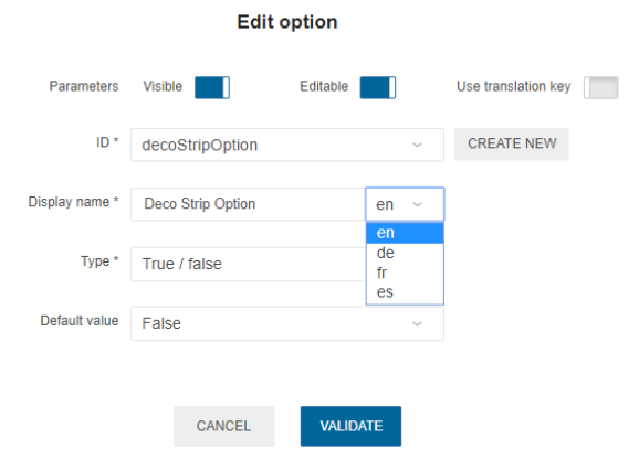 Edit option - type boolean