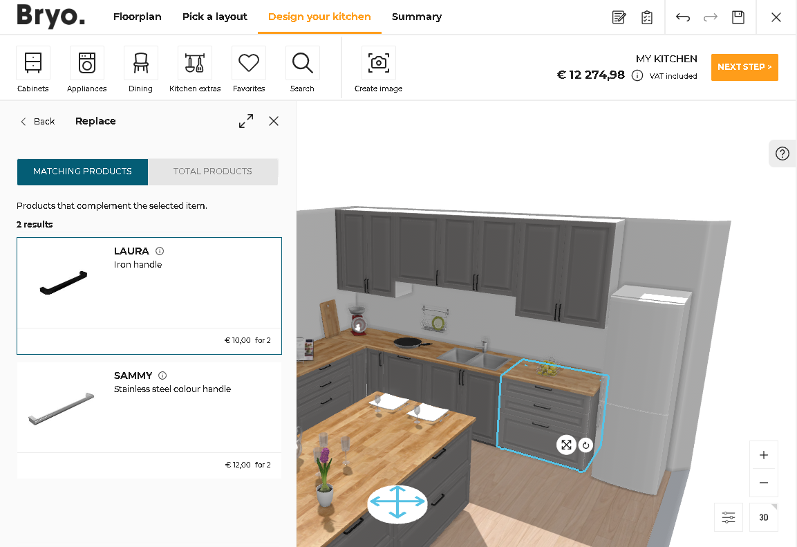 Filtered results of replace product match