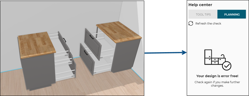 Front to front cabinets with worktops