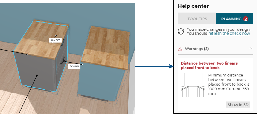 Front to back cabinets with worktops