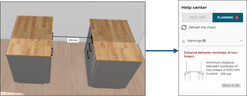 Worktop to worktop cabinets with worktops