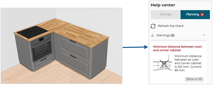 Oven and corner unit too close