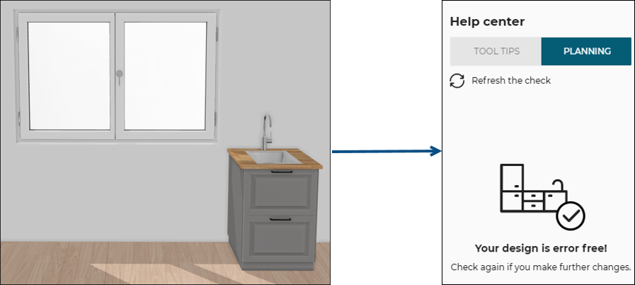 Sink cabinet moved from window