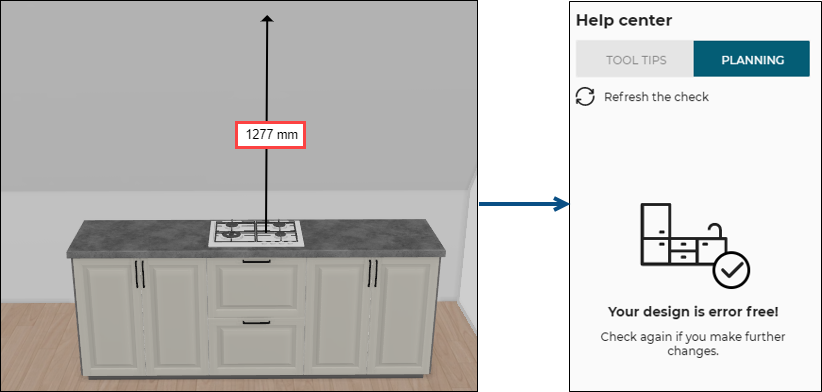Cooktop and sloping ceiling