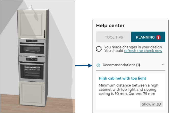 High cabinet with top light