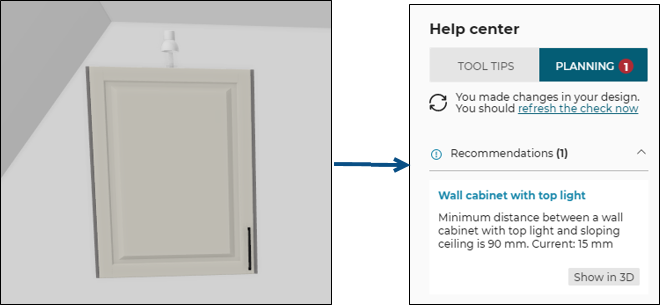 Wall cabinet with top light