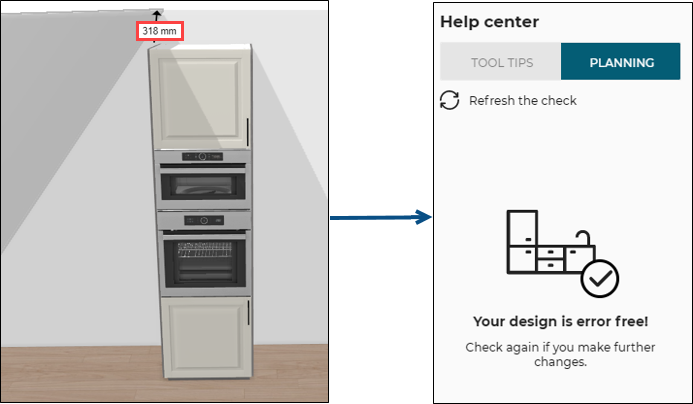 High cabinet and sloping ceiling