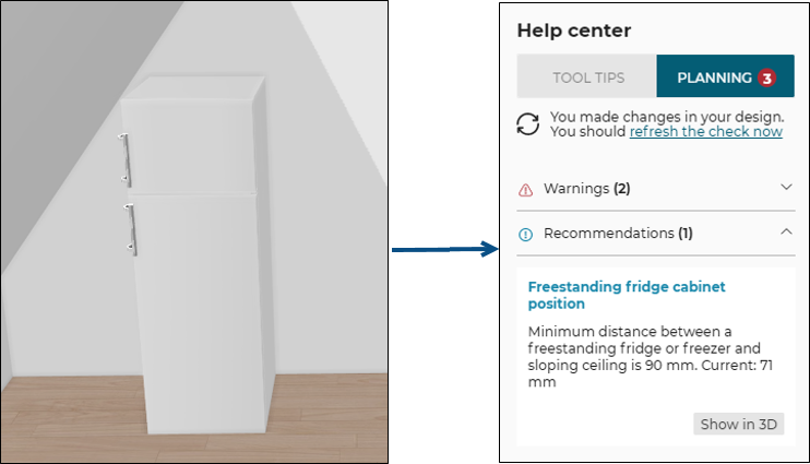 Fridge and sloping ceiling