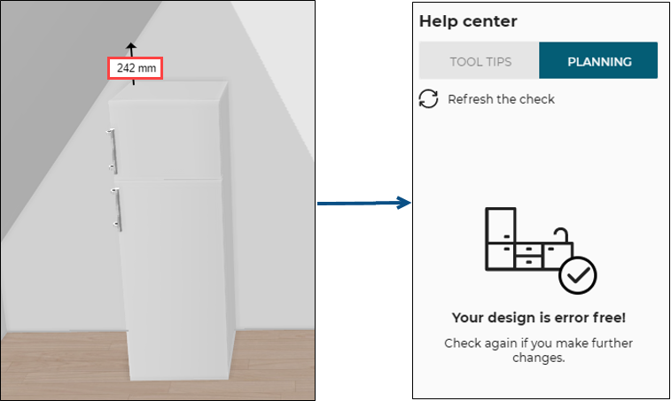Fridge and sloping ceiling