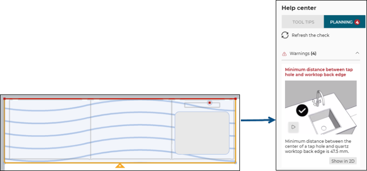 Tap hole with quartz worktop