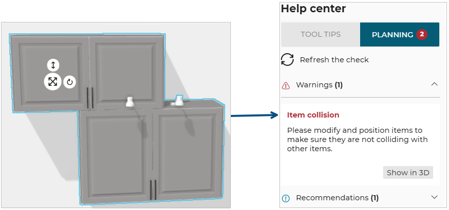 Wall cabinet collides with other