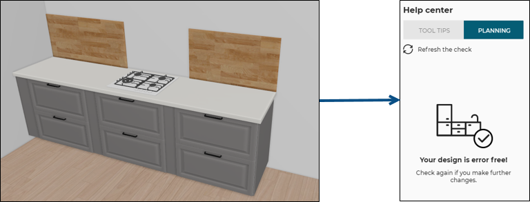 Gas hob away from wall panel