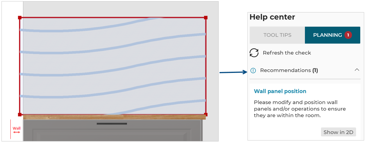 Wall panel inside wall