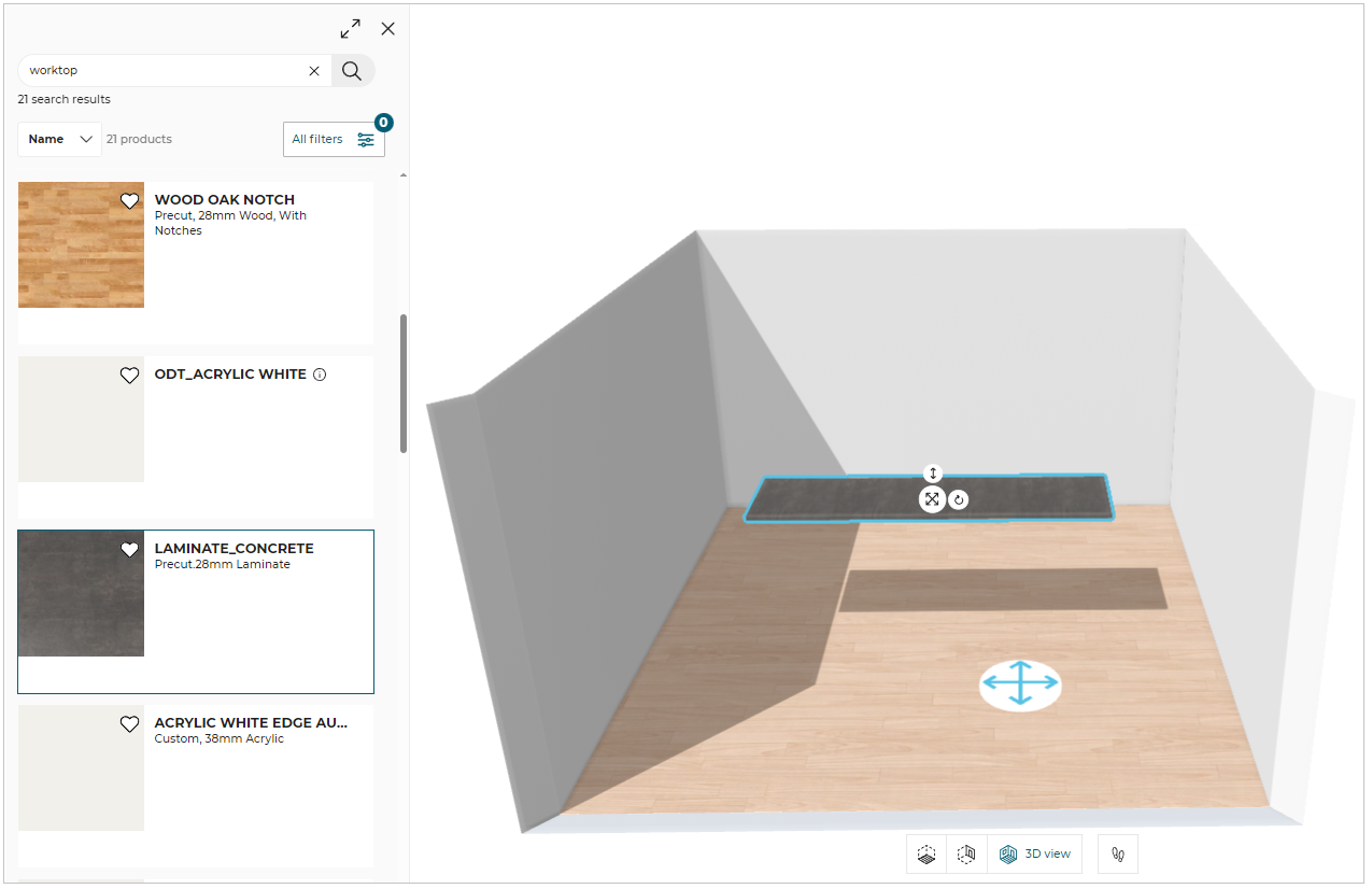 Freestanding worktop