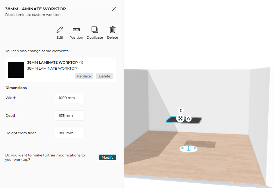 Freestanding worktop