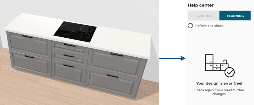 Cooktop area enlarged