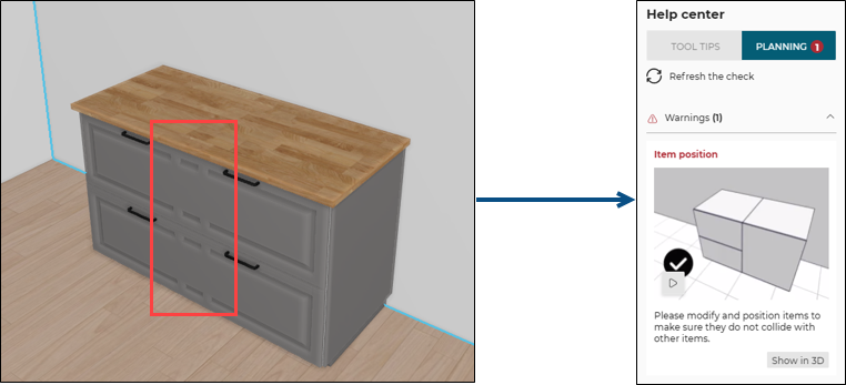 Collision between two cabinets