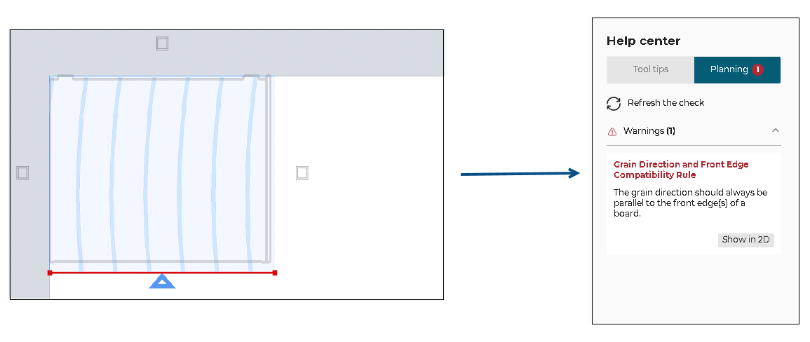 Incompatible grain direction and front edge